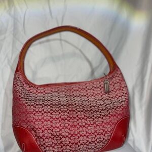 Coach Red Patterned Hobo Bag